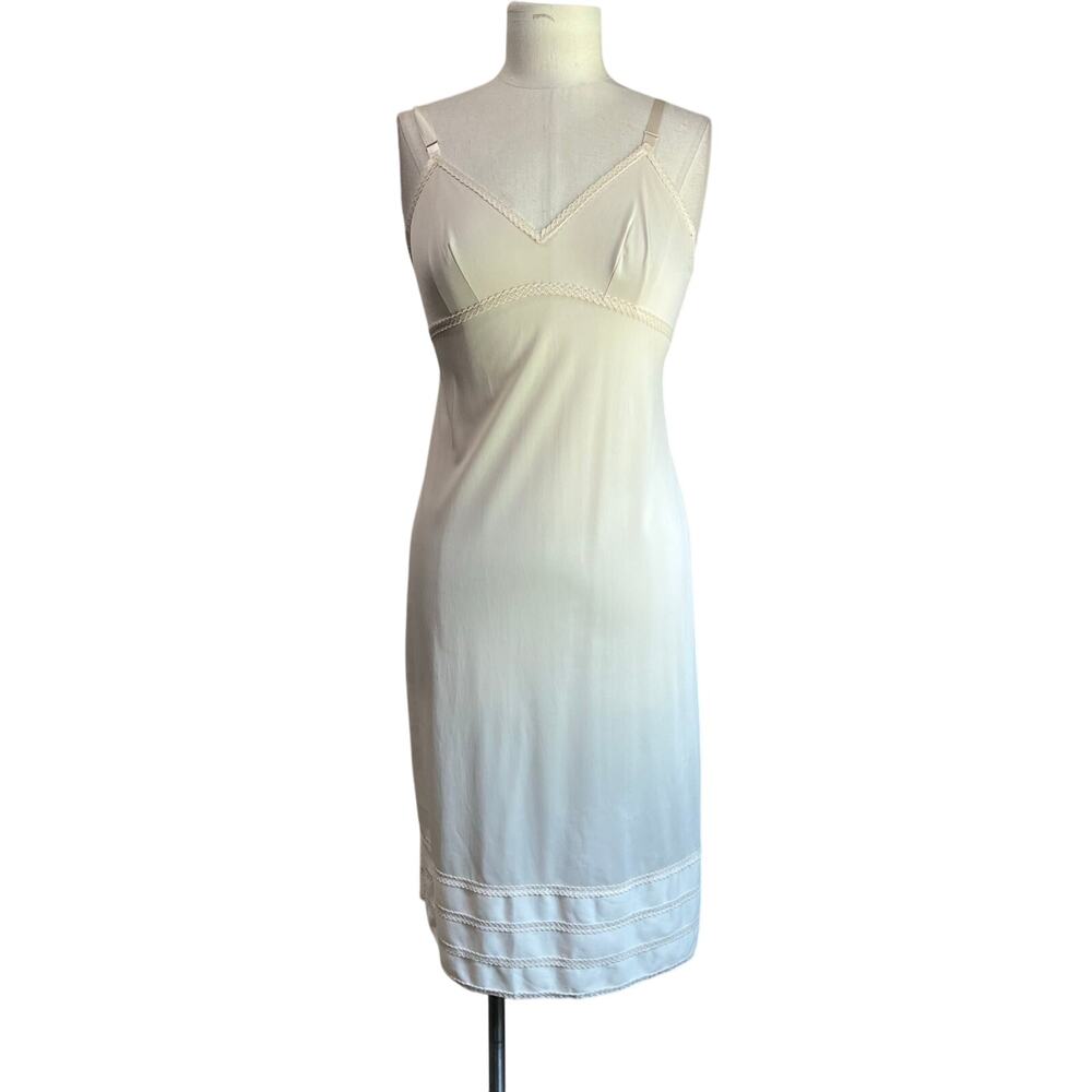 Vintage Lorraine Satin Romantic Cream Full Slip Night Gown Size Tall 34